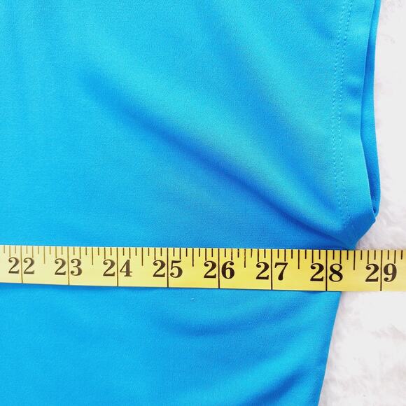 Blouse Kimono Michael Kors Blue Gold Zip Going-Out Top Modern Minimalist Size XL - Picture 12 of 16